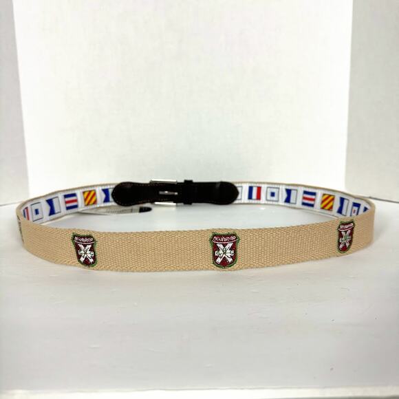 NWT- Castaway Nantucket Men's Bowsprit Belt Embroidered Bushwood Tan SZ 42 - Picture 7 of 8